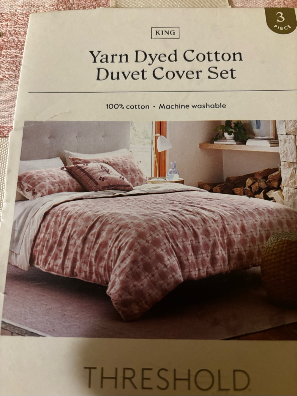 Threshold Yarn-Dyed Cotton Duvet Cover Set - Rose Pink